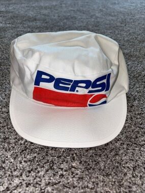 Vintage Pepsi White Cap with Red and Blue Logo